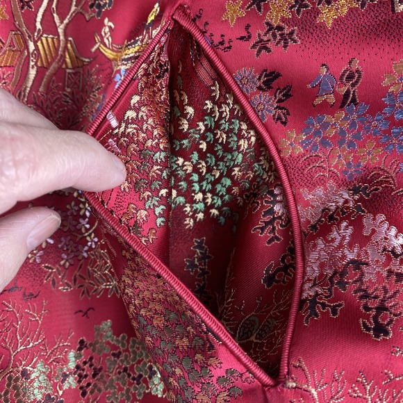 Kat Street Vintage Made in Hong Kong Chinese Asian Red Satin Jacket  Women's XL - Picture 4 of 13